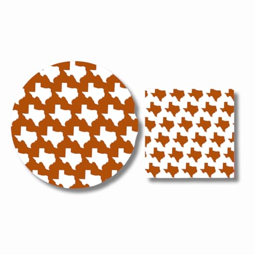 Fabuplates Juego de 48 platos y servilletas de fiesta de Austin naranja quemado, vajilla desechable resistente, para el día del juego de Austin, para entretenimiento, graduación, artículos esenciales