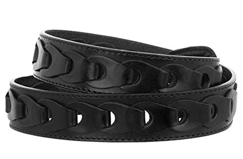 El Presidente - Mens Black Braided Cowboy Dress Belt Leather Removable Buckle2