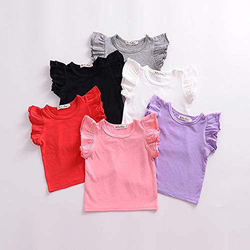 Image of Infant Toddler Baby Girl Top Basic Plain Ruffle T-Shirt Blouse Casual Clothes