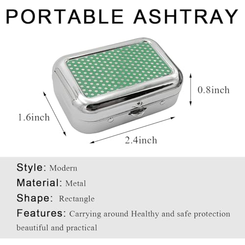 Image of Mini Portable Ashtrays, Metal Pocket Dustproof Car Ash Tray with Lid, Compact Square Windproof Car Cigar Ashtrays, Decorative Cigarette Snuffers Ashtray for Car Home Office (Green)