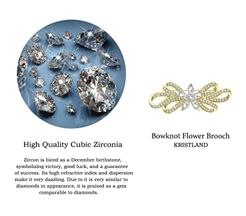 Image of Bridal Crystal Brooches Art Deco Retro Rhinestone Wedding Fashion Glam Bridesmaid Flower Ribbon Brooch Clear Austrian Crystal Gold