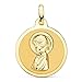 Médaille pendentif Le 18mm d'or vierge fille. prier fond rond lisse en relief