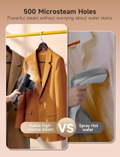 Steamer for Clothes,Sundu Portable 2-in-1 Steamer & Iron,100ml Tank,15s Heat-up,20 Min Steam,Wrinkle Remover,Garment Steamer for Travel, Home, Office(Raven Black) — view 4