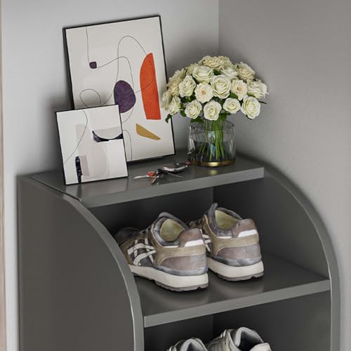 Banc à chaussures entrée en bambou empilable et modulable avec rangement vertical ajustable
