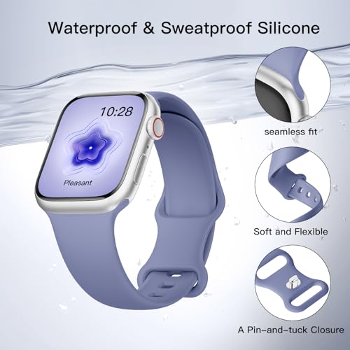 Image of Sport Silicone Band Compatible with Apple Watch Bands 40mm 38mm 41mm 44mm 45mm 42mm 49mm Women Men,Soft Wristband Waterproof Replacement Sport Strap for iWatch Bands Series 9 8 7 6 5 4 3 2 1 SE Ultra
