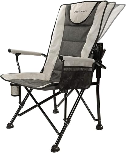 REALEAD Camping Chairs for Adults with Adjustable Backrest & Lumbar Support