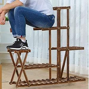 Nisorpa Plant Stand Indoor Outdoor, 5 Tiers Wood Plant Shelf Multi Tier Flower Stands Wooden Plant Display Holder for Living Room Balcony Patio and Garden