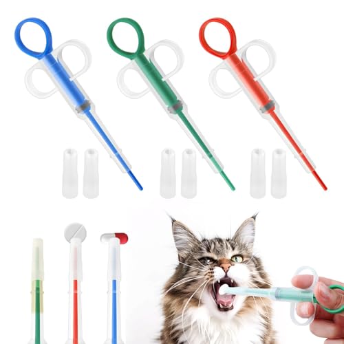 ShanBye Tabletteneingeber Katze,3 PCS Tablettenteiler Haustier Wiederverwendbare Pet Pusher Spritze Tablettengeber Tablette Feeder Pet Pusher Pille Assist Tablettengeber für Katzen Hunde Kleintier