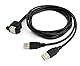 System-S USB 2.0 Dual Port Kabel 150 cm Typ A Buchse zu Stecker Adapter Schraube Schwarz