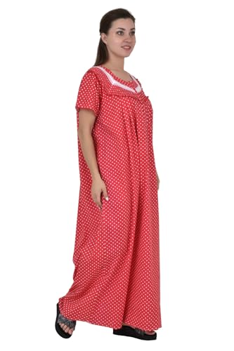 Image of Onekbhalo Women's- Full Sleeves-Feeding- Nursing- Maternity Nighty /Maxi /Gown /Nightdress /Nightwear- Hosiery Cotton Fabric- Floral Print- Embroidery with Zip