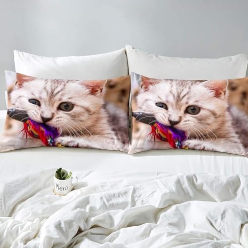 Drap-housse chat mignon en microfibre douce et lavable avec poche profonde de 30 cm - 3