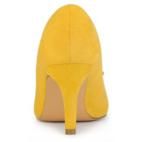 Allegra K Allegra K Women's Flower Closed Pointed Toe Stiletto Heels Yellow Shoes Pumps 10 M US
