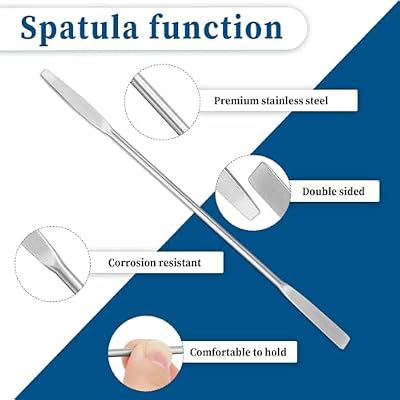 2PCS Stainless Steel Lab Laboratory Mini Double-Ended Spatula Micro Square/Round End Spatula, 6.2