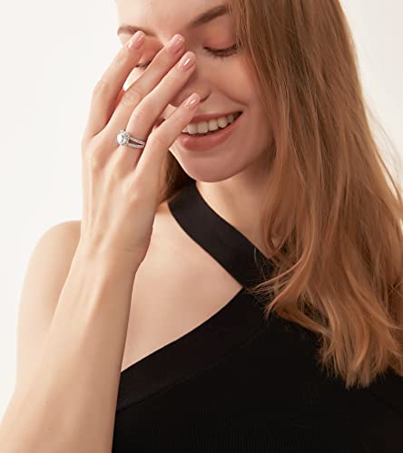 TIGRADE 2CT Wedding Band for Women Cubic Zirconia Engagement Ring Bridal Halo CZ Promise Anniversary Ring Size 3-123