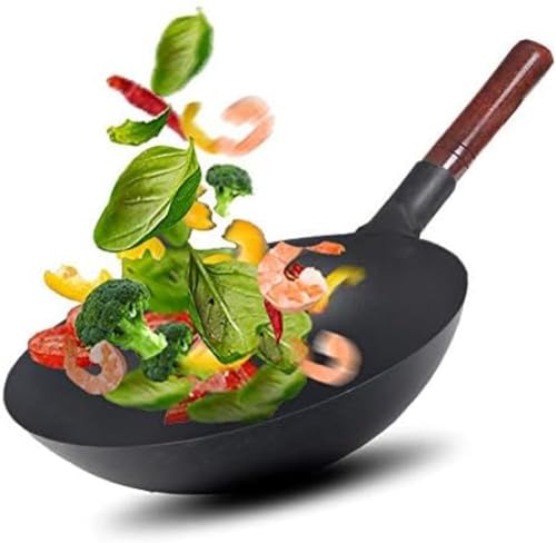 Wok de hierro fundido con mango de madera 36 cm miniatura 3