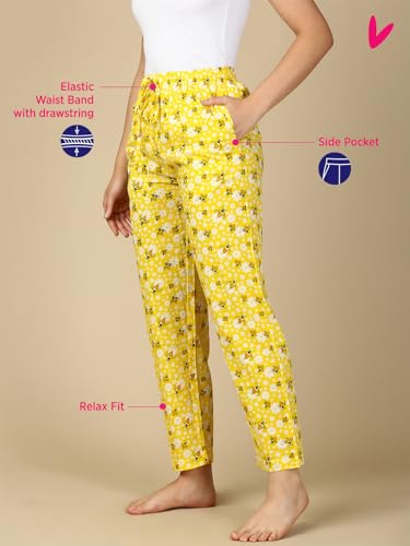 Image of PYNK by Lux Cozi Women's Cotton Printed Palazzo Pyjama Relaxed Lounge Pants | Super Soft Comfortable | Loungwear Pyjama Pant-Pack of 1