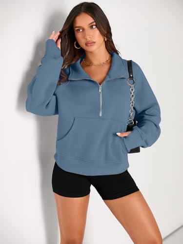 Image of AUTOMET Womens Sweatshirts Half Zip Cropped Pullover Fleece Quarter Zipper Hoodies 2026 Fall Fashion Outfits Clothes