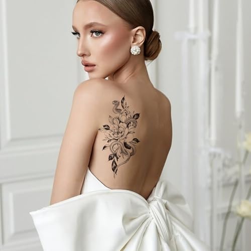 Tatuagem de flores para mulheres, tatuagem semipermanente | Tatuagem falsa à prova d'água Tatuagem