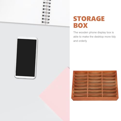 Boîte de rangement en bois et support smartphone marron pour téléphone portable - 8