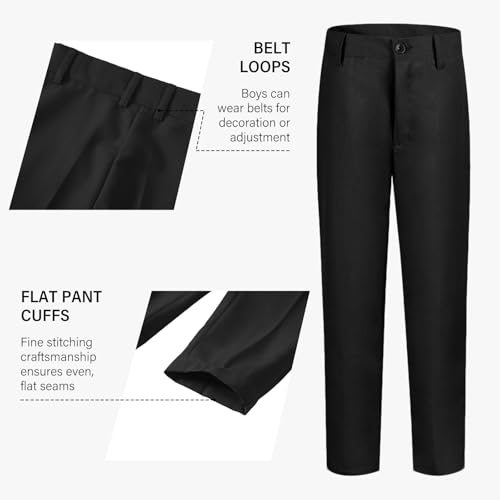 Image of Boy Black Dress Pants Suit Pants for Boys Slim Fit Flat Front Trousers