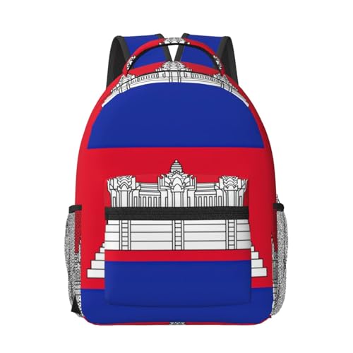Sac à dos ordinateur imprimé Cambodge noir avec grand compartiment de voyage
