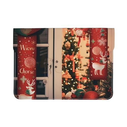 Housse en cuir pour ordinateur 13'' motif décorations de Noël