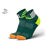 INCYLENCE Contrasts Sportsocken kurz, leichte Laufsocken, atmungsaktive Funktionssocken mit Anti-Blasen Schutz, Running Ankle Socks, Grün, Orange, Neon-gelb, 39-42