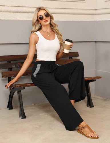Marvmys Women's Wide Leg Pants Cotton Palazzo Flowy Pajama Pants Trousers - image 6