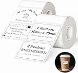 NIIMBOT 2 Rollos Etiquetas de 30 x 20 mm para impresoras de etiquetas B1,B21,B21 Pro y B3S,Impermeables y resistentes al aceite, para el hogar,la escuela y la oficina(Blanco)