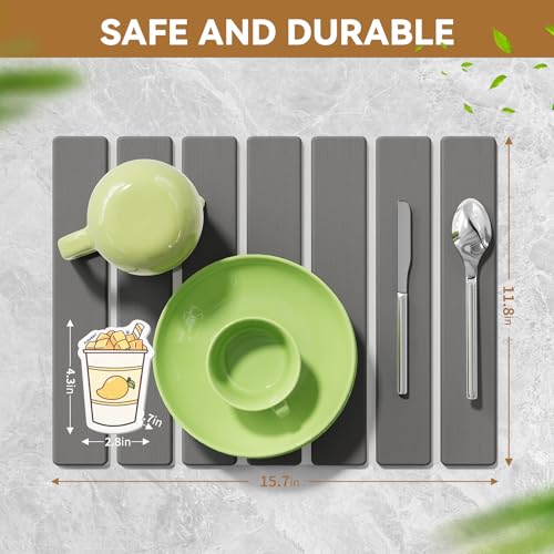 Stone Dish Drying Mat for Kitchen Counter,15.5''x11.8'' Foldable Quick Dry Stone Kitchen Mat,Eco-Friendly,Absorbent Diatomaceous Earth Mats for Dishes Bottles Cups Bathroom Any Countertop-Dark Gray by AEFLM - Image 6