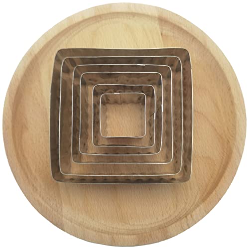 Square Double Cut-Outs Cookie Cutter Set Of 6 Pcs, Stainless Steel Crinkly And Straight Edge Double Sides Fondant Cutters #TOP5