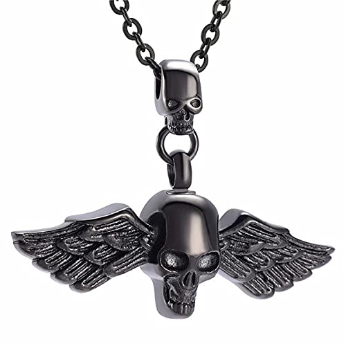 Pendentif cendres crâne et ailes pour garder un être cher près du cœur