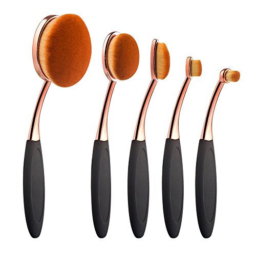 Yoseng Oval Foundation Brush 5 Pcs Toothbrush makeup brushes Fast Flawless Application Liquid Cream Powder Foundation