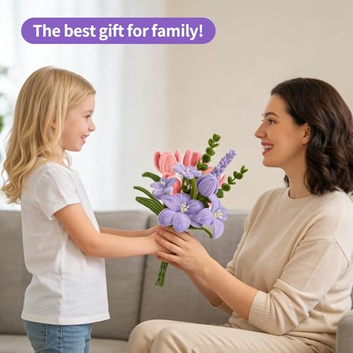 Pfeifenreiniger Blumen Set, 300 Stück Pfeifenputzer zum Basteln, Pfeifenreiniger zum Basteln, mit Grüne Bastelfaden, Klebeband, Geschenkpapier für Blumenstrauß DIY, Violett