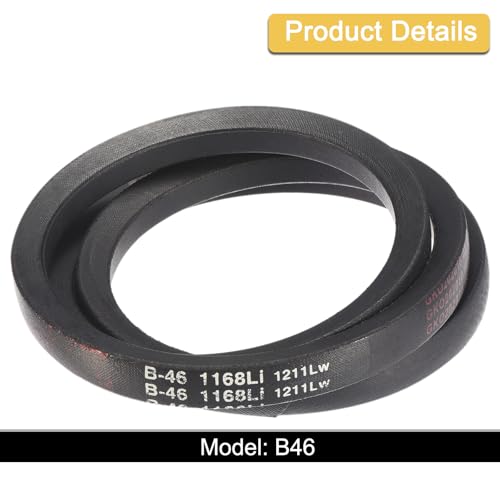 Image of uxcell 3 Pack B46 Classic Wrapped V-Belt, 49 inch Outside Circumference Wrapped Industrial Rubber V-Belt B Profile V-Belt for Industrial Machinery Equipment, Black