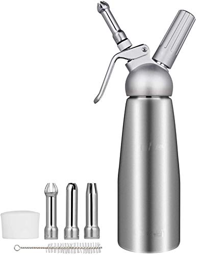 SYOSI Cream Whipper Dispenser | Whipped Cream Dispenser + 3 Stainless Steel Decorating Nozzles | Makes Whip Cream, Ice Cream & More| Reinforced Aluminium Threads,Uses N20 Cartridges,Not Included