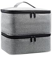 Rudmox Nail Polish Carrying Case,Double Layer Nail Dryer Storage Organizer holds 30 bottles Essen...