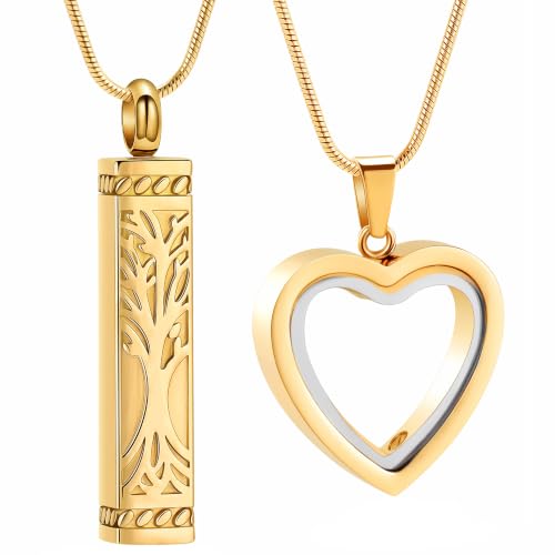 Pendentif souvenir femme pour cendres et collier urne cœur en acier