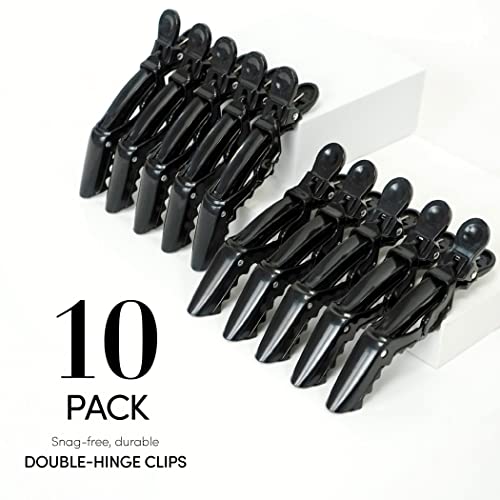 The Hair Shop Shark Clip | Enhanced Croc Crocodile Alligator Grip Clip (2Nd Generation) | Sectioning Tool For Women | Us Patented | Professional Salon Quality - Made In Korea (10 Pack) (Black) #TOP1