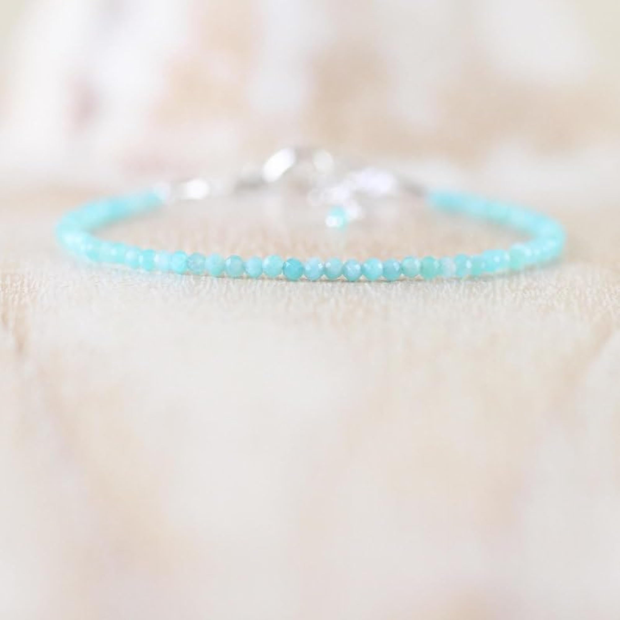 Amazonite Healing Bracelet, Adjustable Blue Beads for Men & Women