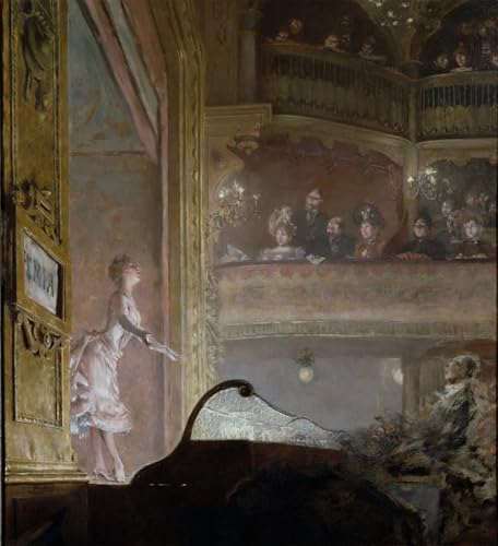 Cuadro de La cantante de rosa por Jean Louis Forain lienzo de 60x90cm