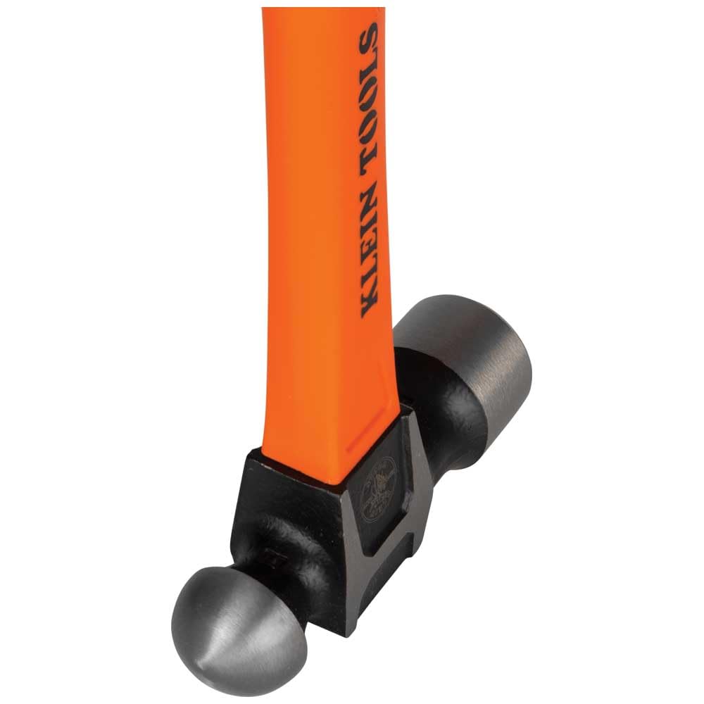 Klein Tools H80332 - Martillo de bola, cabeza de 32 onzas, mango de fibra de vidrio antideslizante que absorbe los golpes con agujero de sujeción, 15 pulgadas