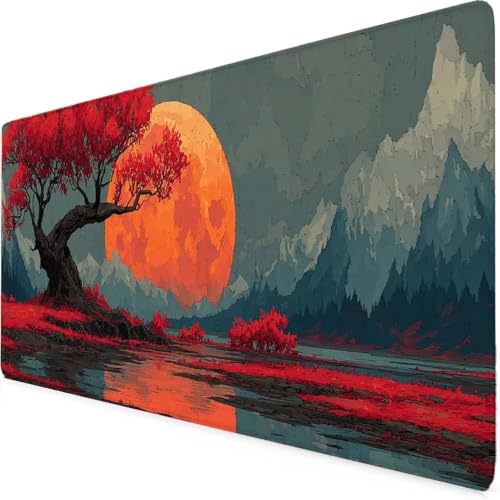 Tapis de souris motif arbre rouge XXL grand format une idée cadeau originale pour bureau