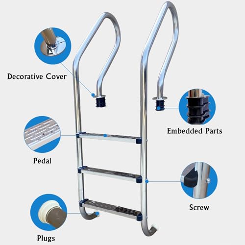 Escalera para piscina con 3 peldaños de acero inoxidable miniatura 4