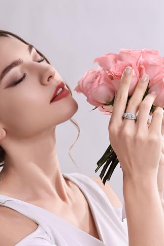 Moissanite Wedding Ring Set for Women, 1.8CT D Color VVS1 Clarity Round Brilliant Cut 3 Stone Moissanite Ring with Certificate Sterling Silver Jewelry for Engagement Bridal Travel4