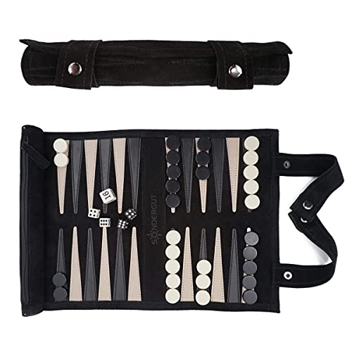 SONDERGUT - Backgammon de Viaje en Piel Natural (Negro) Cover