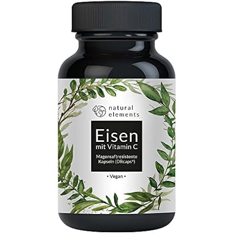 Eisen mit 42mg natürlichem Vitamin C - 180 geschmacksneutrale Kapseln - Premium-Rohstoff: Ferrochel® Eisenbisglycinat in magensaftresistenten Kapseln - hochdosiert, vegan Cover
