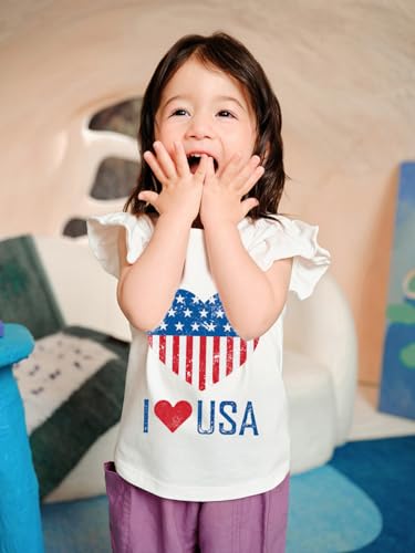 July 4th Tank Top Girl Toddler 4th of July Shirt Baby Girl American Flag Shirt USA Ruffle Tee Girl Patriotic Outfit 2-7T2