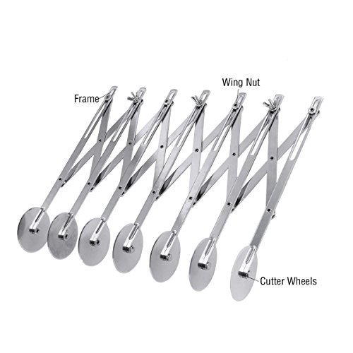 HinLot Stainless Steel Pastry Cutter,Expandable Dough Divider Dough Cutter Bread Slicer (7 Wheel)