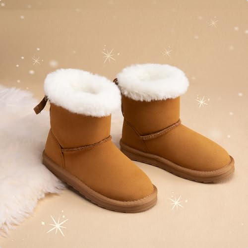 DREAM PAIRS Girls Boots Kids Winter Faux Fur Warm Snow Ankle FuzzyChic Kid's Bow Boots for Toddler/Little Kid - image 3